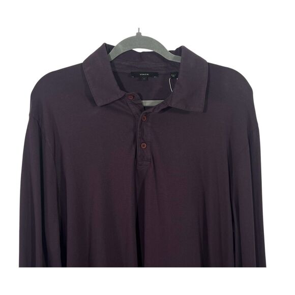 Vince Size Large Men's Purple Long Sleeve Cotton Polo Shirt New w Tags ! - Picture 2 of 10